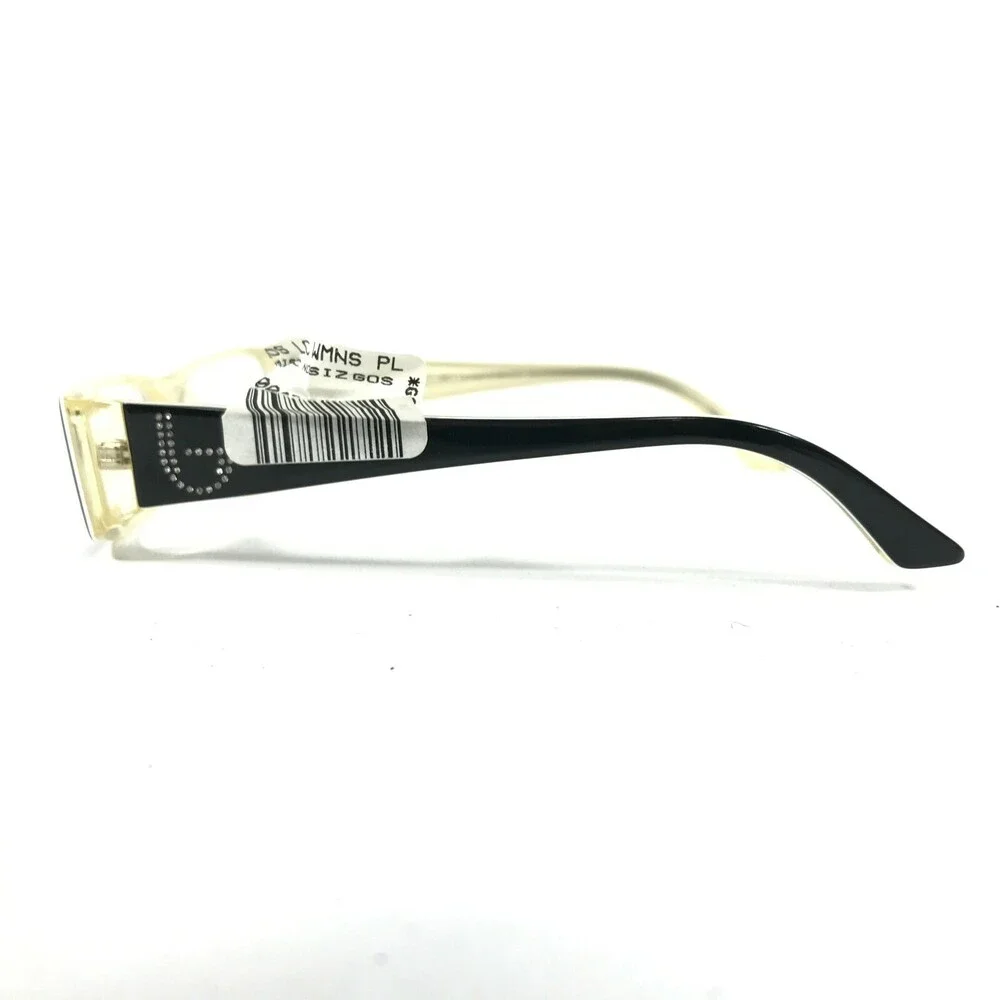 Byblos Eyeglasses Frames b386B 7539 Black Clear Rectangular Crystals 53-16-135